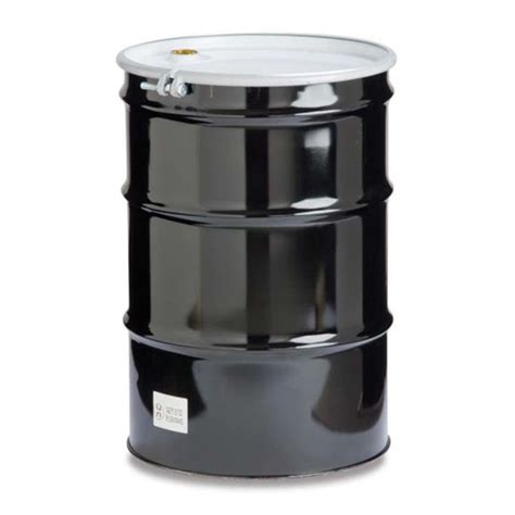 55 Gallon Black Steel Open Head Drum Unlined W 2 And 34 Fittings