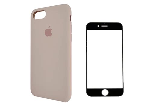 Case Iphone S Silicona Nude Mica Vidrio Completo