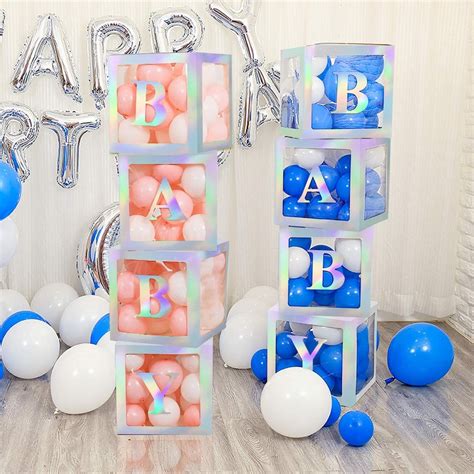 Rainbow Transparent Balloon Boxes Large Baby Shower Blocks Oh Etsy