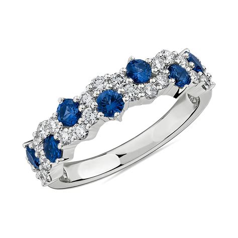 Staggered Sapphire And Diamond Ring In 14k White Gold Blue Nile