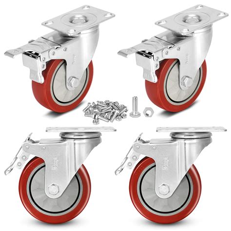 4 Inch Heavy Duty Casters Load 1800lbs Lockable Bearing Caster Wheels