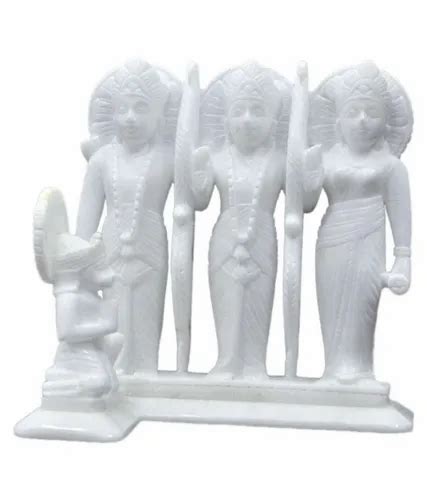 Painted Hindu White Marble Ram Darbar Statue For Worship Size 2 Feet