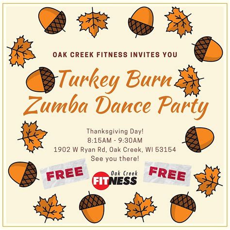 2023 Turkey Burn ZUMBA with Trey, Oak Creek Fitness, 23 November 2023 | AllEvents