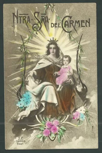 Postal Antigua De La Virgen Del Carmen Andachtsbild Santino Holy Card