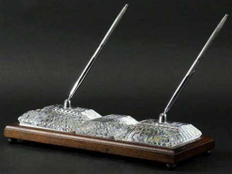 Attractive Modern Waterford Crystal And Wooden Desk Set