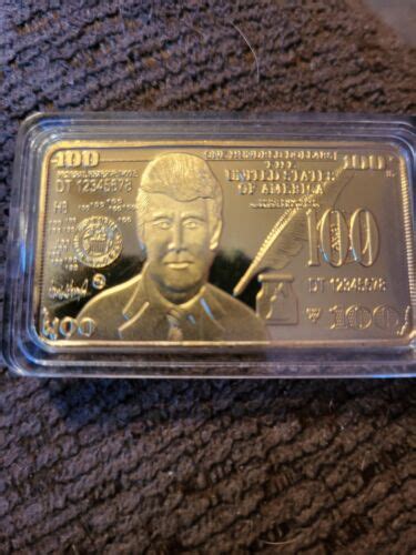 President Trump Kt Gold Bullion Dollar Bill Gold Plated Bar