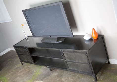 Steel Media Console Open Middle Combine 9 Industrial Furniture