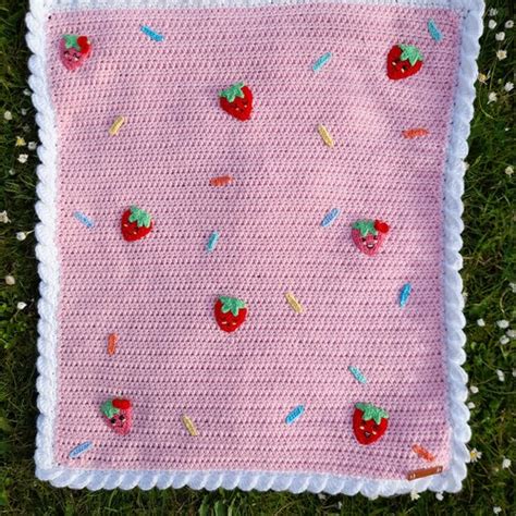 Crochet Strawberry Lemon Peel Stitch Baby Blanket Pattern Pdf Etsy