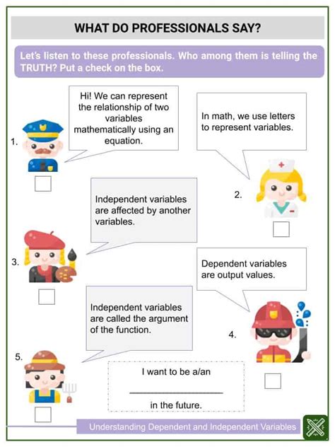 Dependent And Independent Variables Worksheets