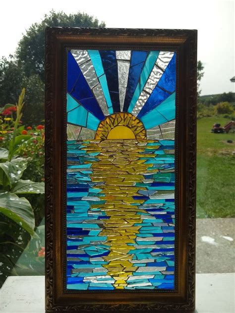 Sun On The Water Stained Glass Mosaic Glass On Glass Sunrise Etsy