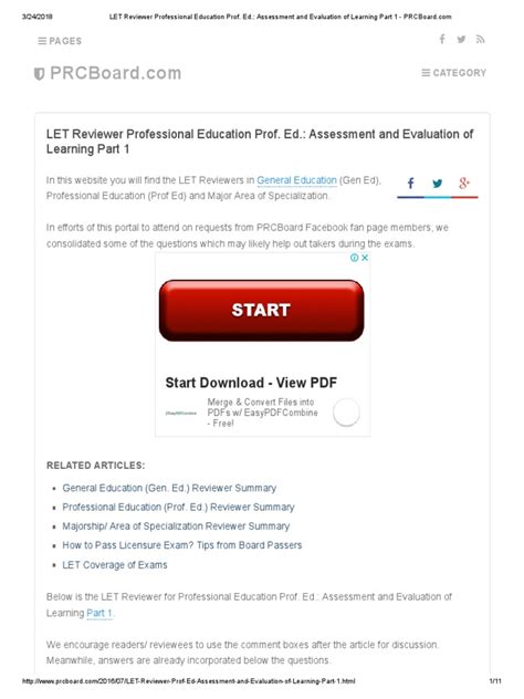 Let Reviewer Professional Education Prof Ed Assessment And Evaluation Of Learning Part 1