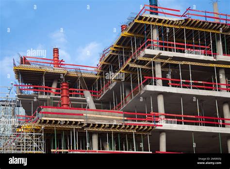 Scaffolding At The Beginning On The Construction Site Assembled