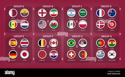 Qatar Fifa World Cup Soccer Tournament 2022 32 Teams Final Draw Groups With Country Flag