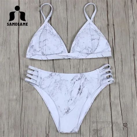 Samegame Sexy Micro Bikini Women Push Up Swimwear Retro Swimsuit