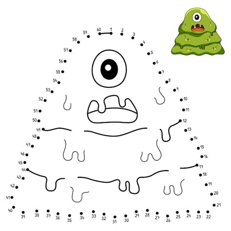 Punto a punto monstruo slime aislado página para colorear Vector Premium