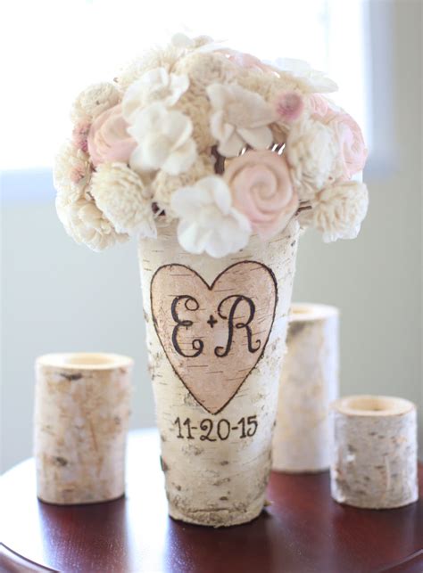 Personalized Birch Vase Rustic Custom Wedding By Braggingbags