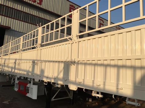 4 Axle Side Wall Fence Stake Truck Semi Trailer For Cargo Transport