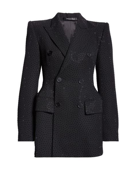 Balenciaga Hourglass Textured Dot Double Breasted Wool Blazer In Black Lyst