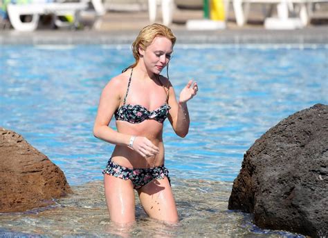 Jorgie Porter Showing Off Her Hot Body In A Skimpy Floral Bikini At The Beach In Porn Pictures