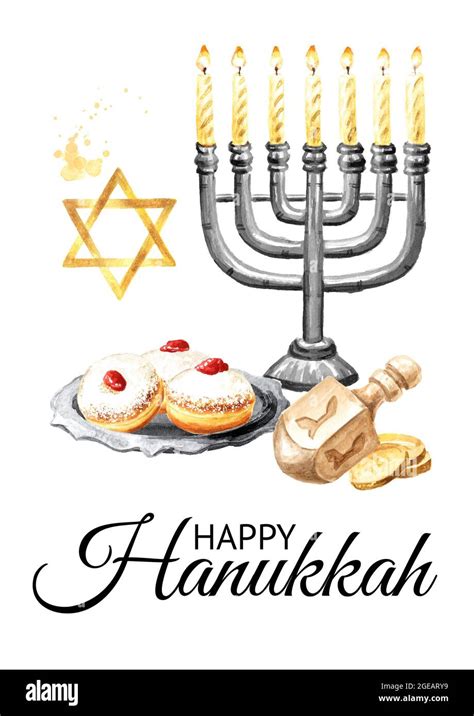 Jewish Holiday Hanukkah Greeting Card Traditional Menorah Candelabra