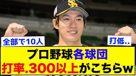 【一流】プロ野球各球団の打率3割以上がこちらww【なんj反応集】 Youtube