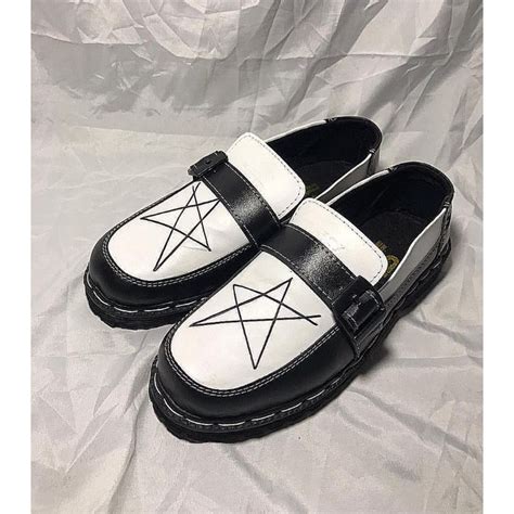 Hitam Putih Penny Loafer Shoes Star Black White Vintage Men Women