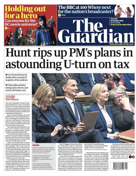 Pippa Crerar On Twitter Tuesdays Guardian Front Page Hunt Rips Up