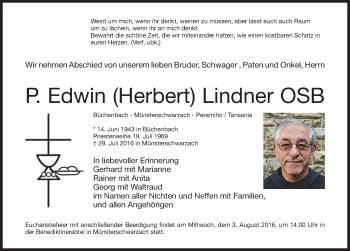 Traueranzeigen Von Edwin Lindner Trauer Nn De