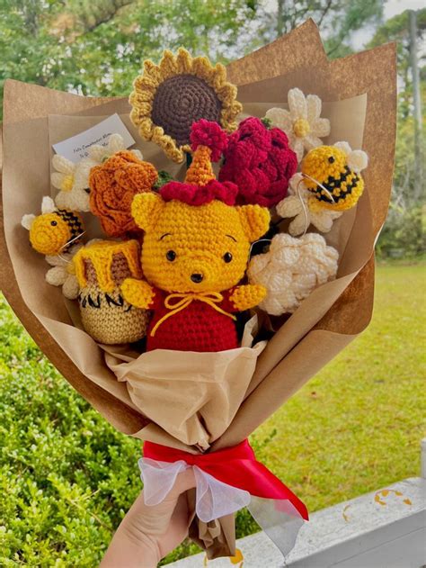 Crochet Winnie The Pooh Birthday Bouquet Crochet Small Flower Diy