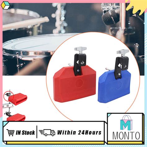 Midium Size Red Blue Jam Block With Mount Bicolor Cowbell For Drum Set