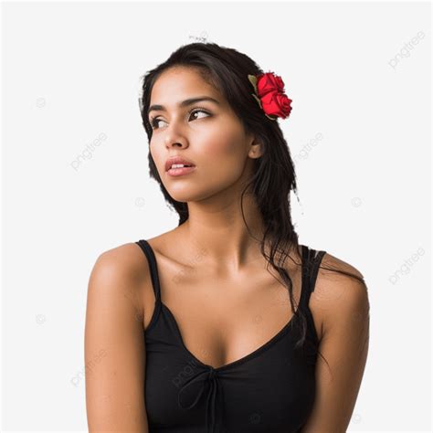 Hermosa Chica Latina Con Capullo De Rosa En El Pelo Png Dibujos Hermoso Latina Chica Png