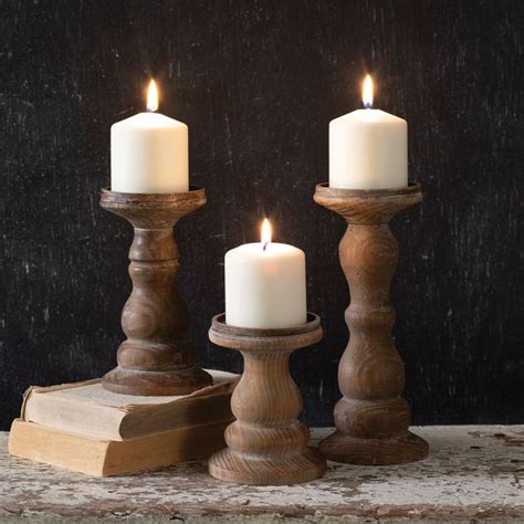 Wooden Candle Holder For Pillar Candles Set Of Assorted Sizes