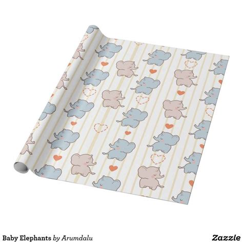 Baby Elephants Wrapping Paper Zazzle Custom Wrapping Paper Baby