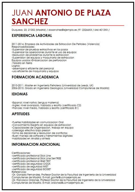 Modelo De Cv En Espanol Micvideales