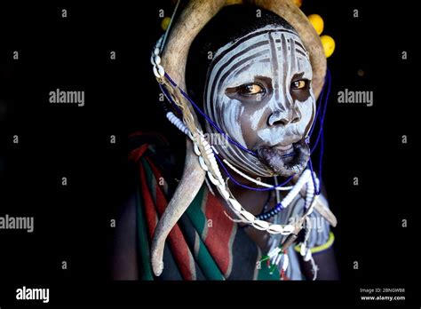 Woman In Traditional Dress Mursi Tribe Mago National Park Omo Valley