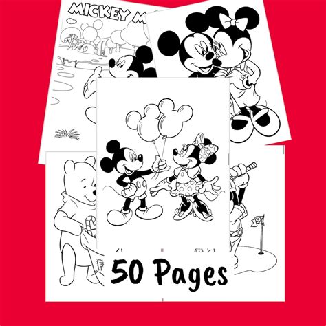 Mickey Mouse Kids Coloring Pages Disney Coloring Book Winnie the Pooh and Friends Digital Art ...