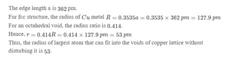 Copper Metal Crystallizes In Fcc Lattice Edge Length Of Unit Cell Is