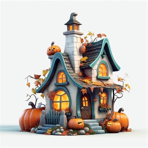 Premium Photo A Halloween House With Pumpkins And A Halloween Pumpkin