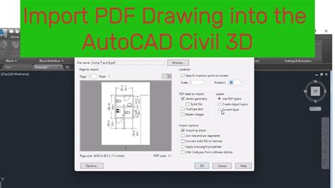 How To Import Pdf Drawing Or File Into Autocad Civil D Youtube