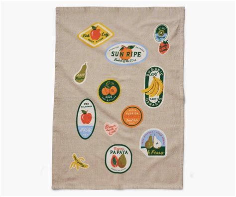 Rifle Paper Co Tea Towel Fruit Stickers Relish Decor