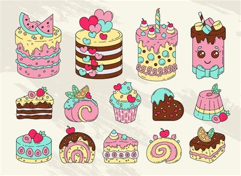 Premium Vector | Set of cakes and pastries Vector illustration