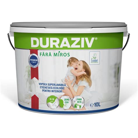 Vopsea Lavabila Alba Duraziv Ecolabel De Interior 10 L Aspect Mat