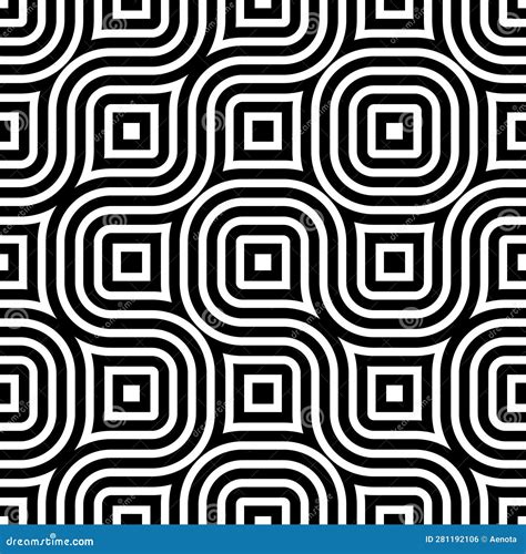 Seamless Geometric Black And White Pattern For Fabric Stock