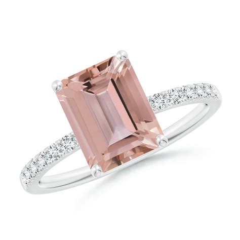 Emerald Cut Morganite Engagement Ring With Diamonds Angara