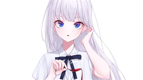 Anime Girl With White Hair And Blue Eyes