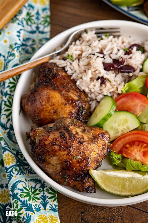 Jamaican Jerk Chicken with Rice and Peas | Slimming Eats