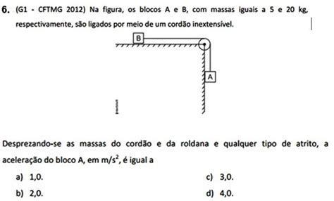 Na Figura Os Blocos A E B Massas Iguais A 5 E 20 Kg