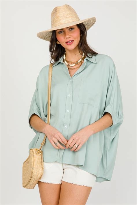 Oversize Dolman Shirt Sage New Arrivals The Blue Door Boutique