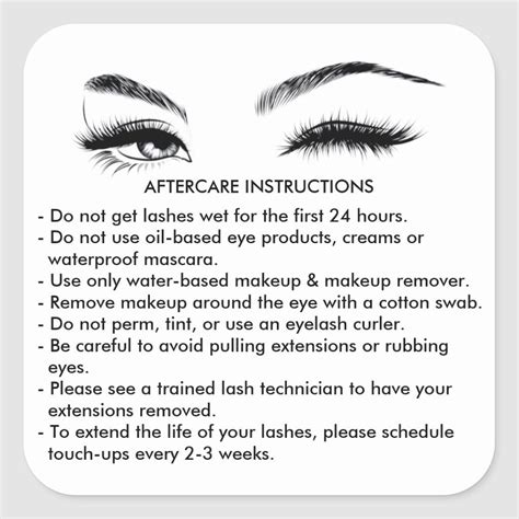 Lashes Aftercare Instructions Sticker Zazzle Eyelash Extensions