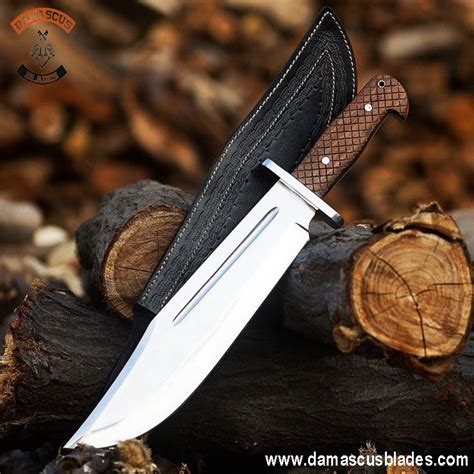 Handmade Fixed Blade Bowie Knife With Sheath Damascus Blades